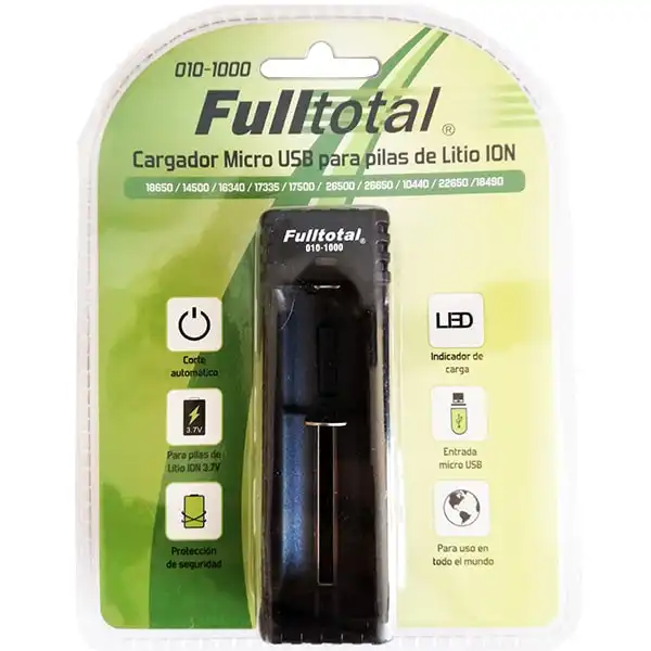 CARGADOR MICROUSB P/PILAS DE LITIO ION 1 CANAL