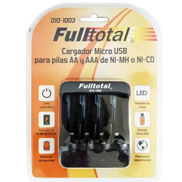 CARGADOR MICROUSB AA Y AAA 4 CANALES