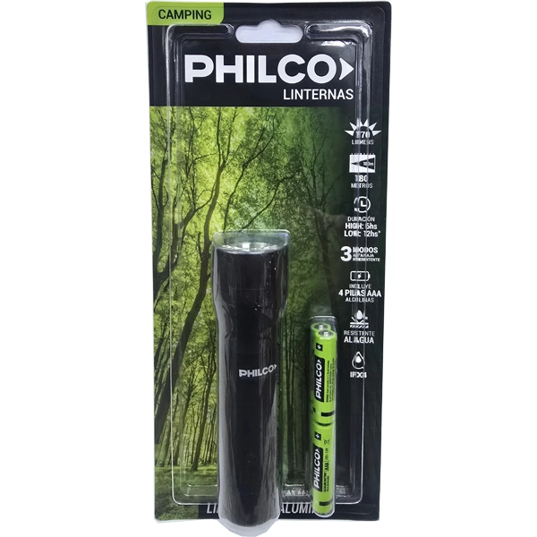 LINTERNA PHILCO LA171P 170 LUMENS IPX4 C/4AAA