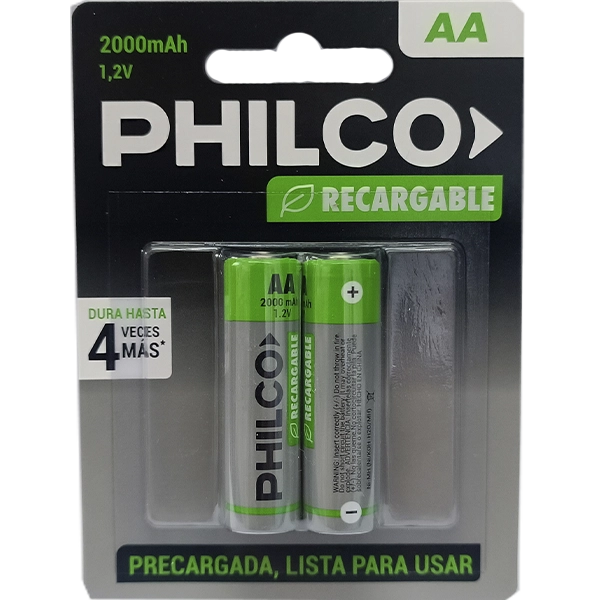 PILA PHILCO AA RECARGABLE 2000 MHA PRECARGADA