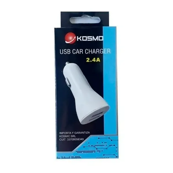 CARGADOR AUTO KOSMO DUAL 2.4A