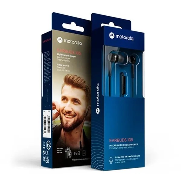AURICULARES MOTOROLA EARBUDS 105 NEGRO C/MIC