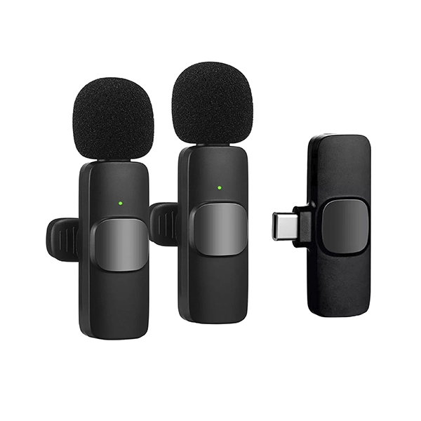 SET 2 MICROFONOS CORBATEROS INALAMBRICOS 1 RECEPTOR TIPO C K9