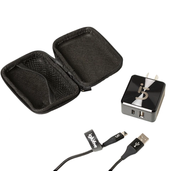 CARGADOR CARGA RAPIDA 2 EN 1 TIPO C A USB Y C A C A 220V FUNDA IGLUFIVE