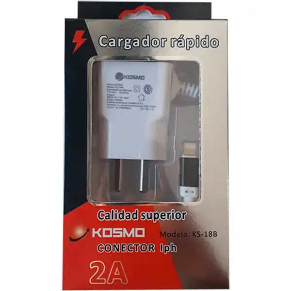 CARGADOR CELULAR KOSMO KS-18B 5V 2 AMP IPHONE