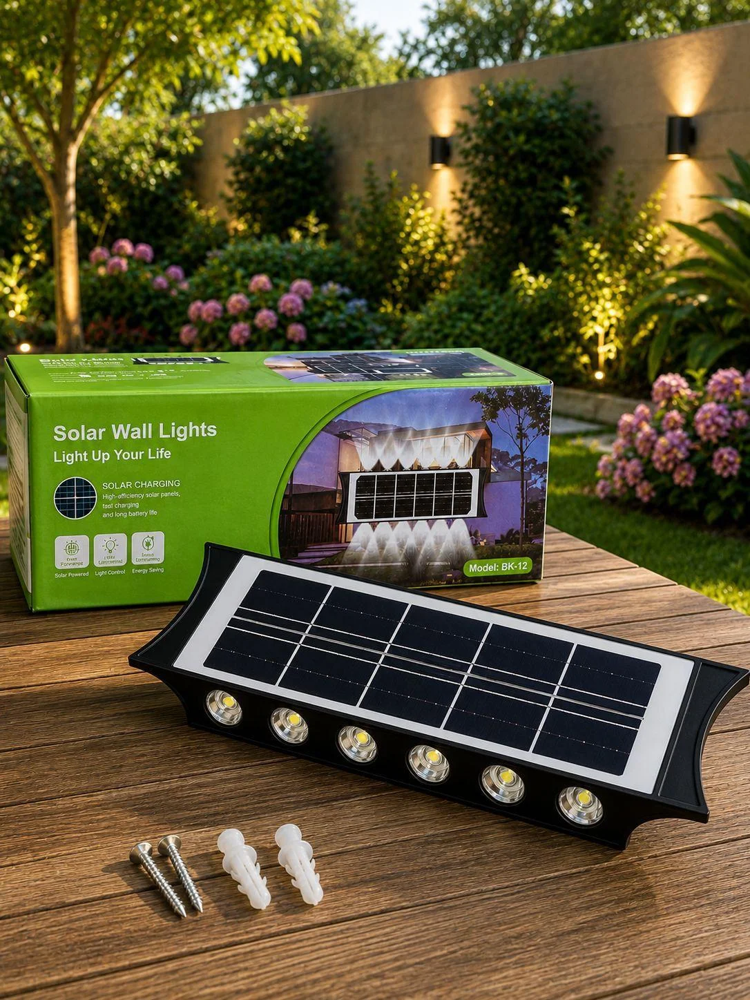 SOLAR PARED BIDIRECCIONAL 12LED CBK BK-8 OPCIONAL:FRIA CALIDA