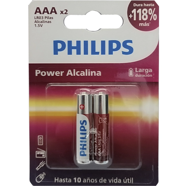 PILA AAA ALCALINA PHILIPS POWER B2