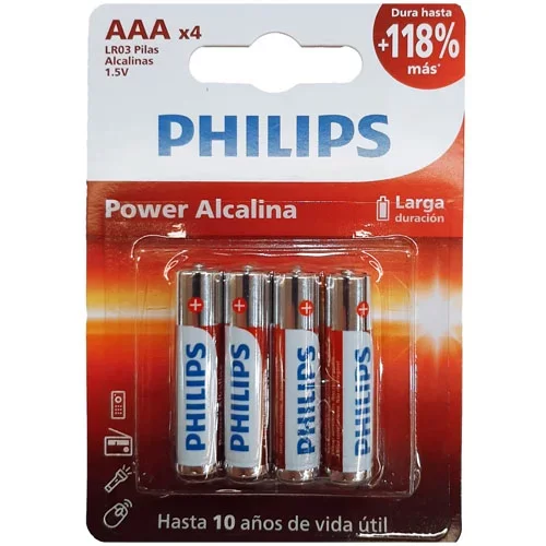 PILA AAA ALCALINA PHILIPS POWER B4