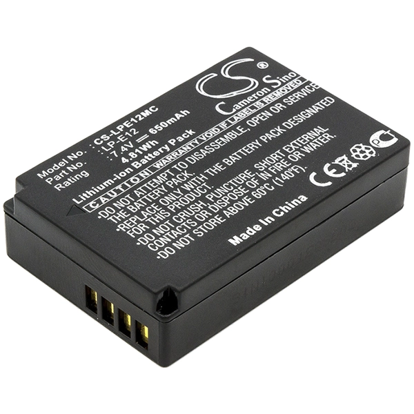 BATERÍA PARA CANON LP-E12, EOS-M2, 650MAH
