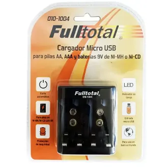CARGADOR MICROUSB P/PILAS AA,AAA Y 9V NI.MH 4 CANALES