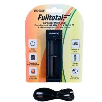 CARGADOR MICRO USB COMBINADO P/PILAS DE LITIO ION Y AA/AAA/AAAA/C 1 CANAL