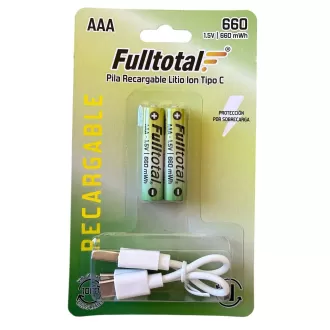 PILA AAA USB TIPO C RECARGABLE LITIO 660 MHA