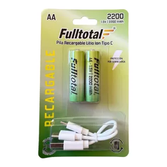 PILA AA USB TIPO C RECARGABLE LITIO 2200 MHA