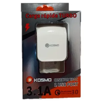 CARGADOR KOSMO USB C 3.1A TURBO