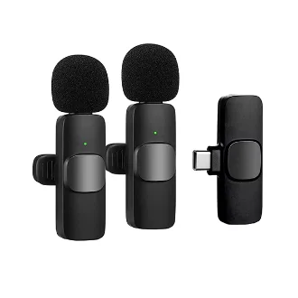 SET 2 MICROFONOS CORBATEROS INALAMBRICOS 1 RECEPTOR TIPO C K9