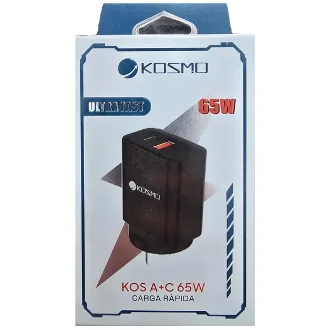CARGADOR VIAJERO KSM A+C 65W NEGRO ULTRA FAST